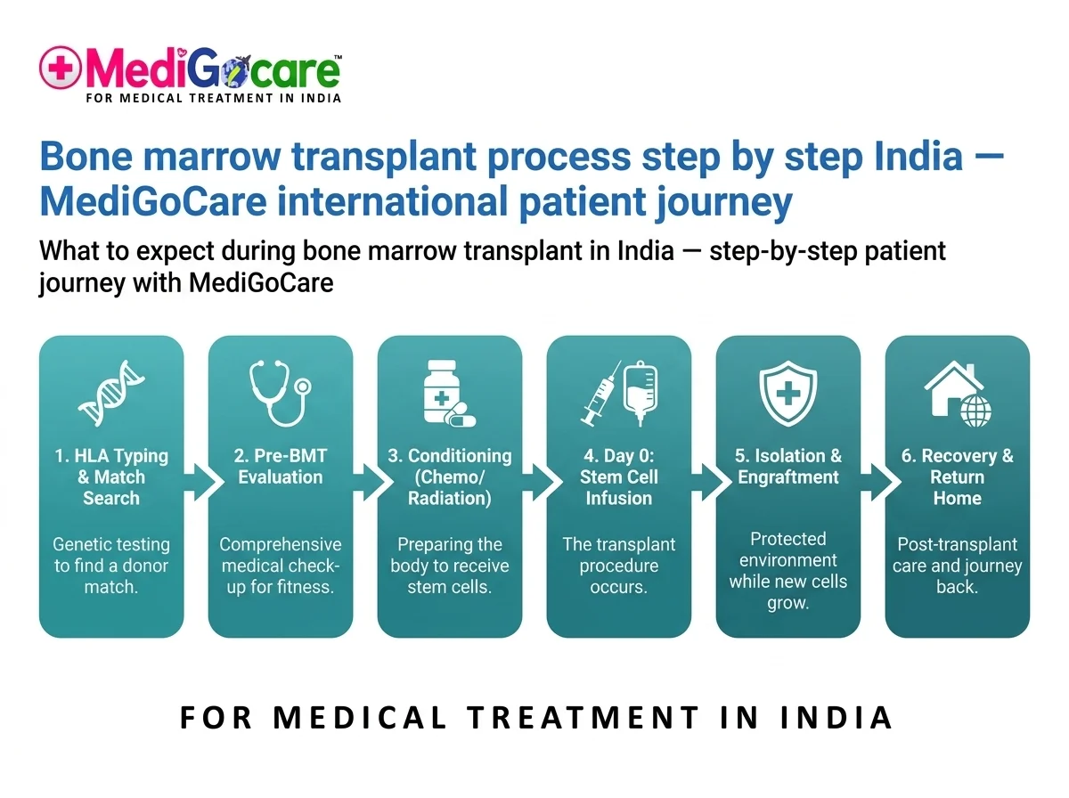 Bone marrow transplant process step by step India — MediGoCare international patient journey
