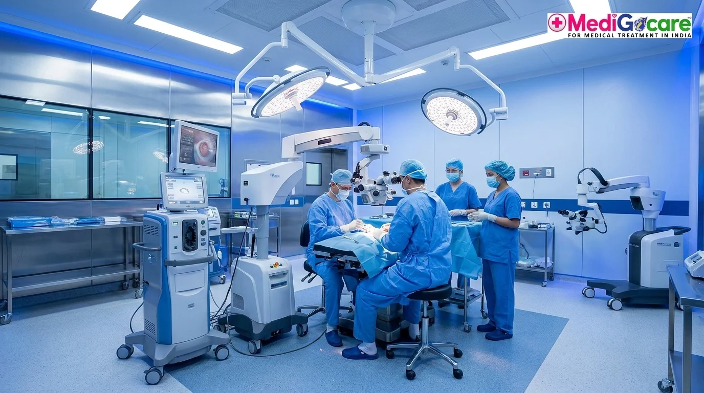 Modern ophthalmic operating theatre at a leading accredited eye hospital in India