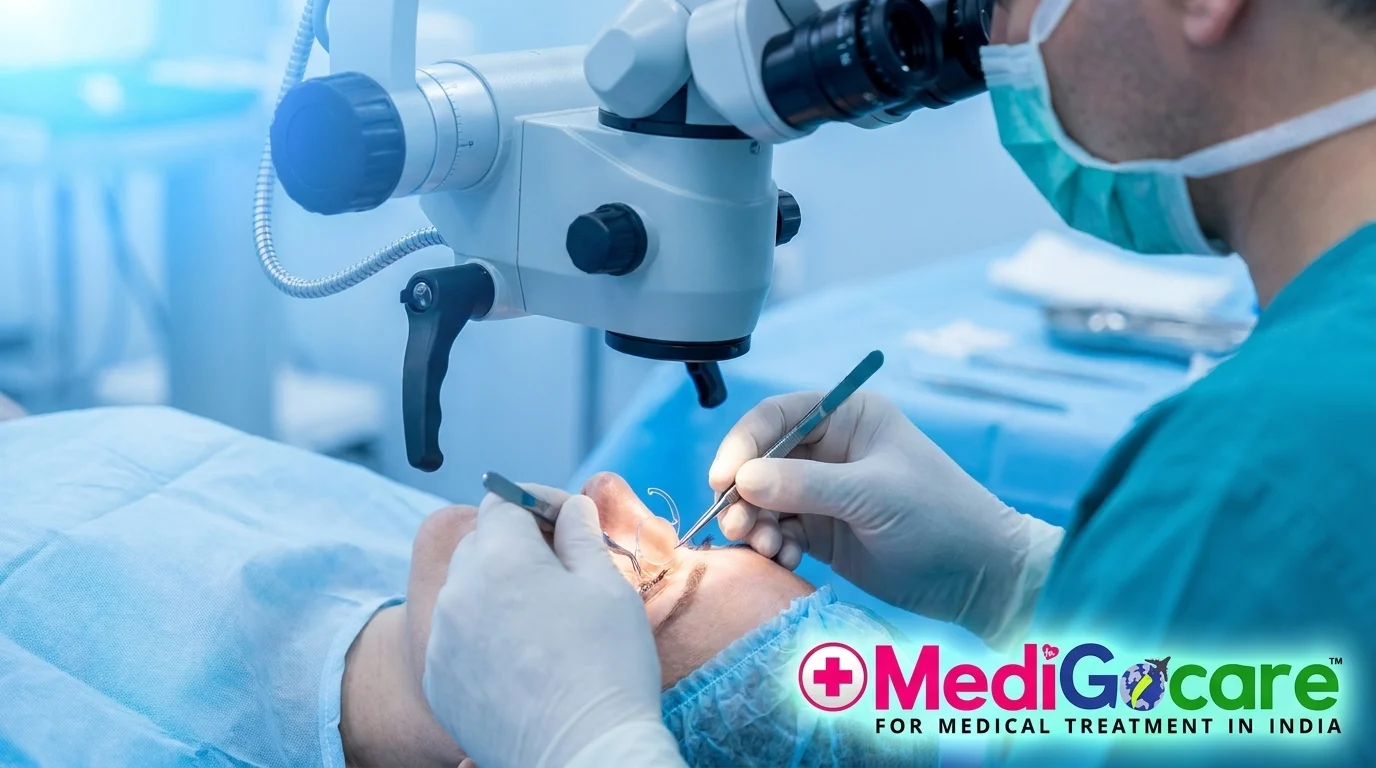 Cataract surgery with premium intraocular lens at an accredited Indian hospital