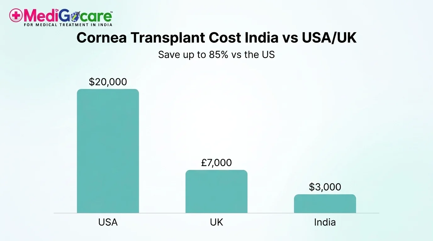 Cornea transplant cost India vs USA UK comparison