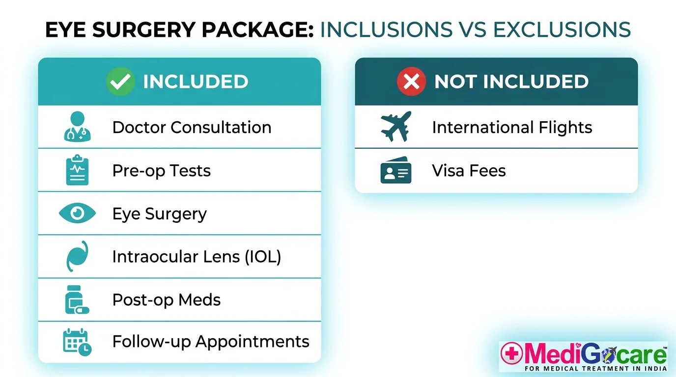 What is included in an eye surgery package in India