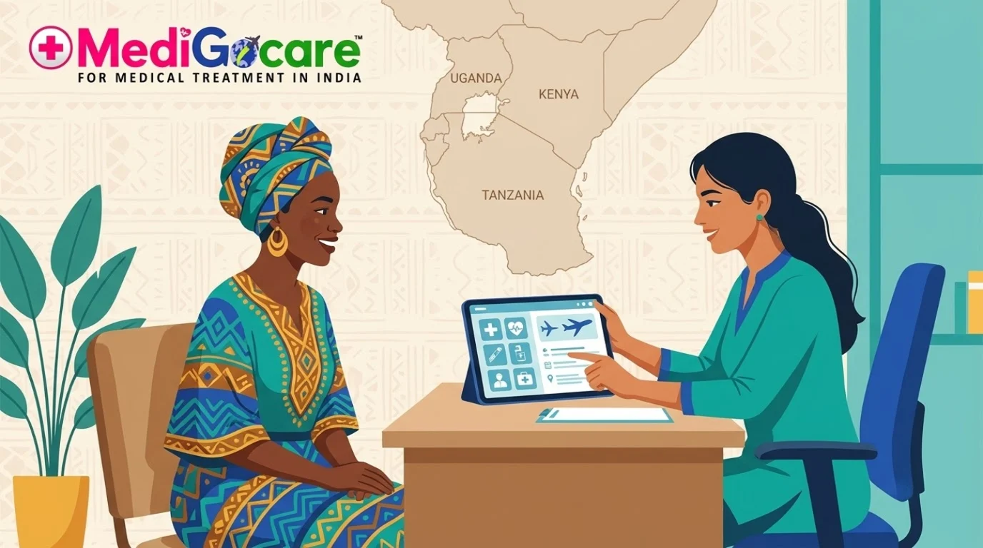 Breast cancer treatment in India for East African patients illustration