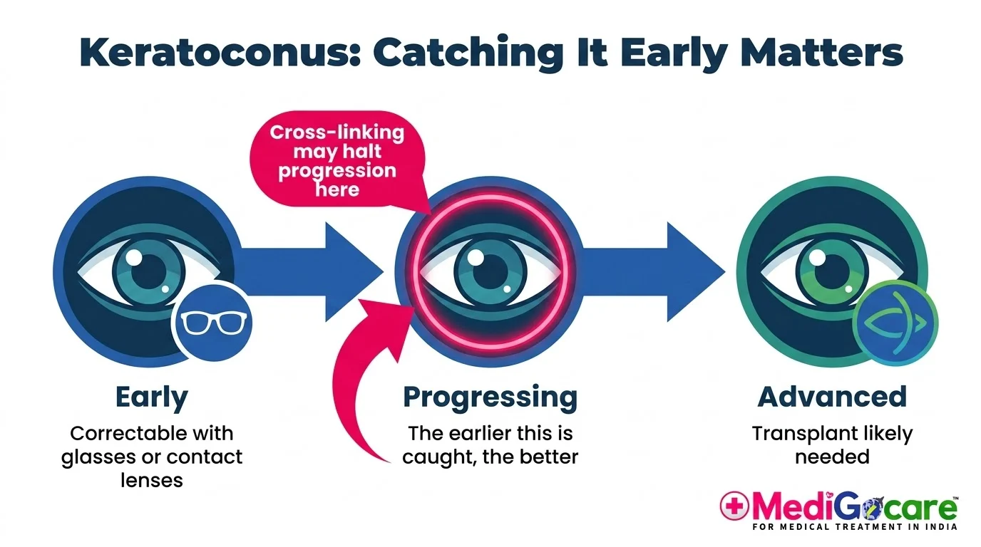 Corneal Transplant & Advanced Eye Care in India for African Patients 6 Keratoconus progression stages and when cross-linking can help